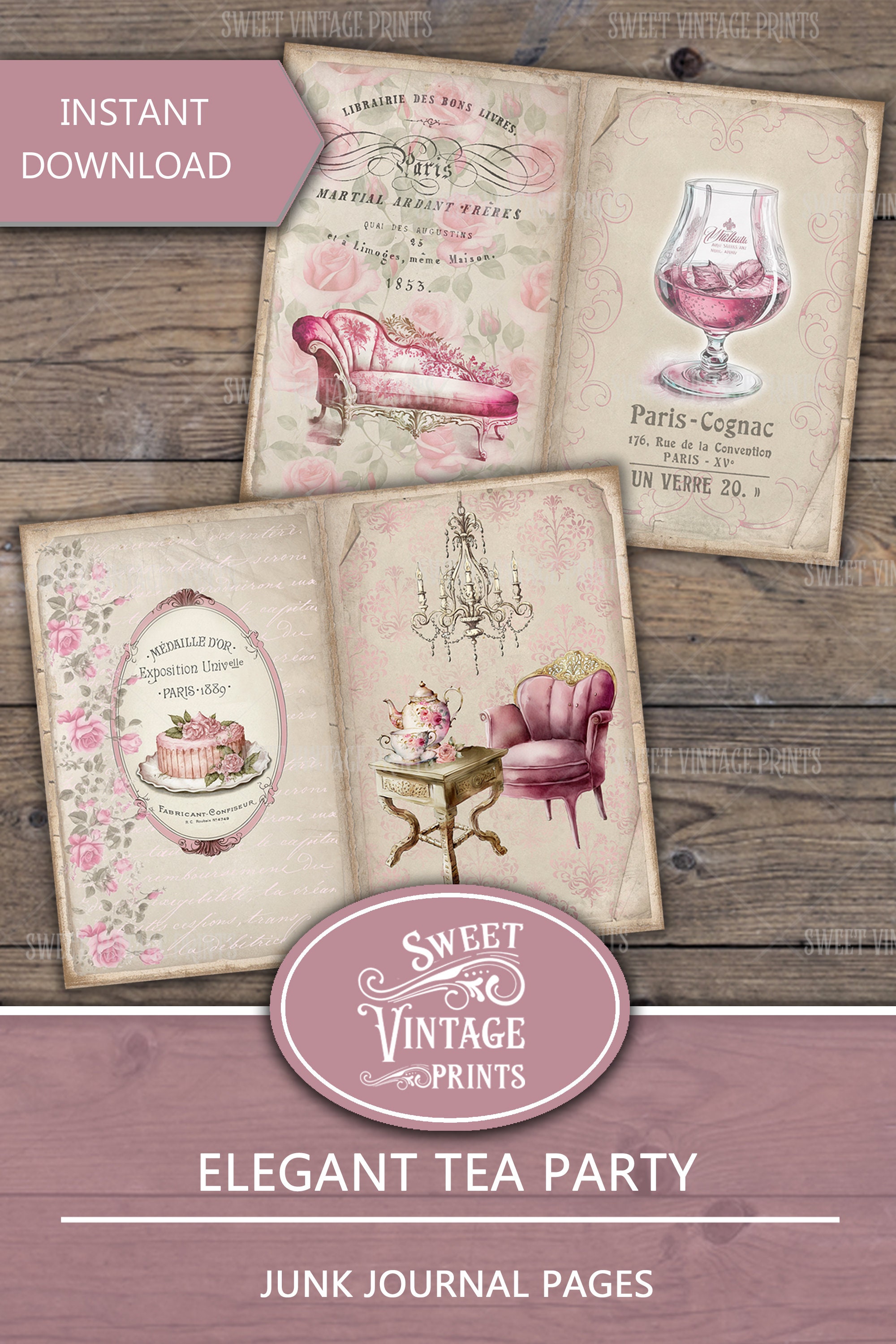 Junk Journal Pages Tea Party Tea Party Journal Vintage Tea Etsy