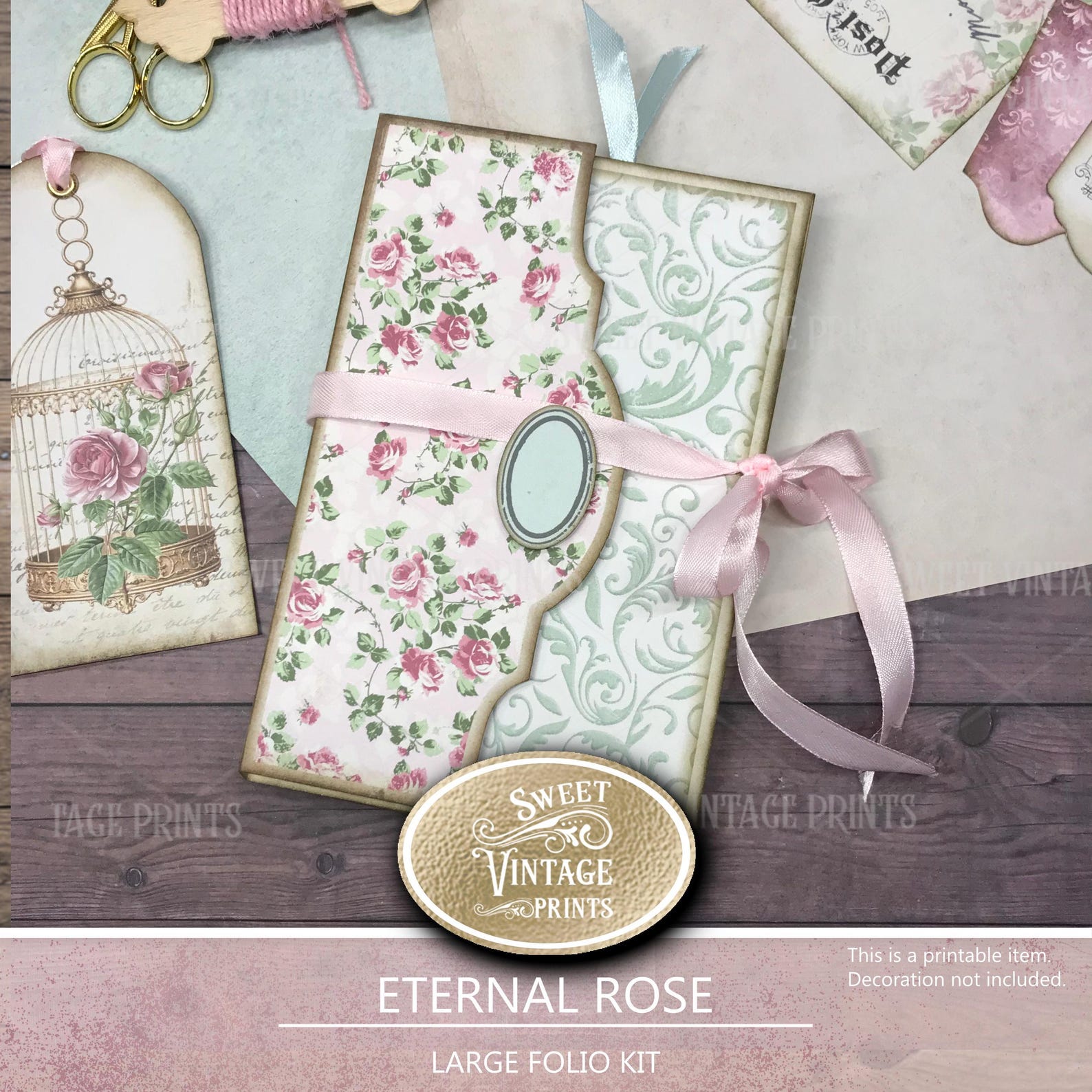 Shabby Rose Printable Folio Kit | Romantic Junk Journal Digital ...