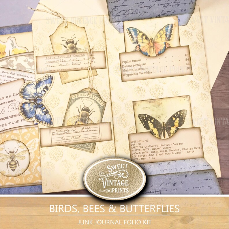 Birds, Bees & Butterflies Printable Folio Kit | Spring Junk Journal ...