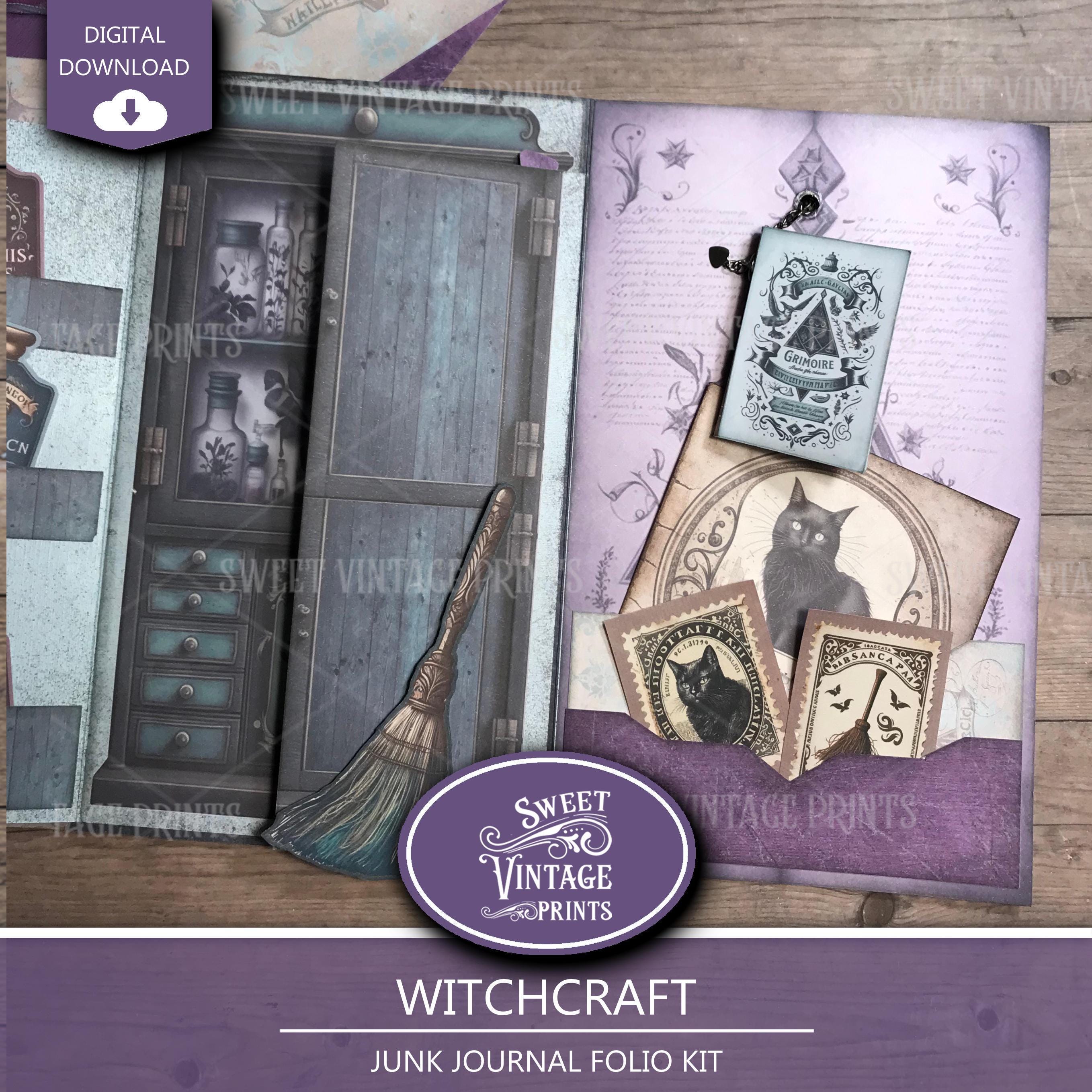 Witch Junk Journal Folio Kit | Halloween Printable Folio | Witchcraft ...