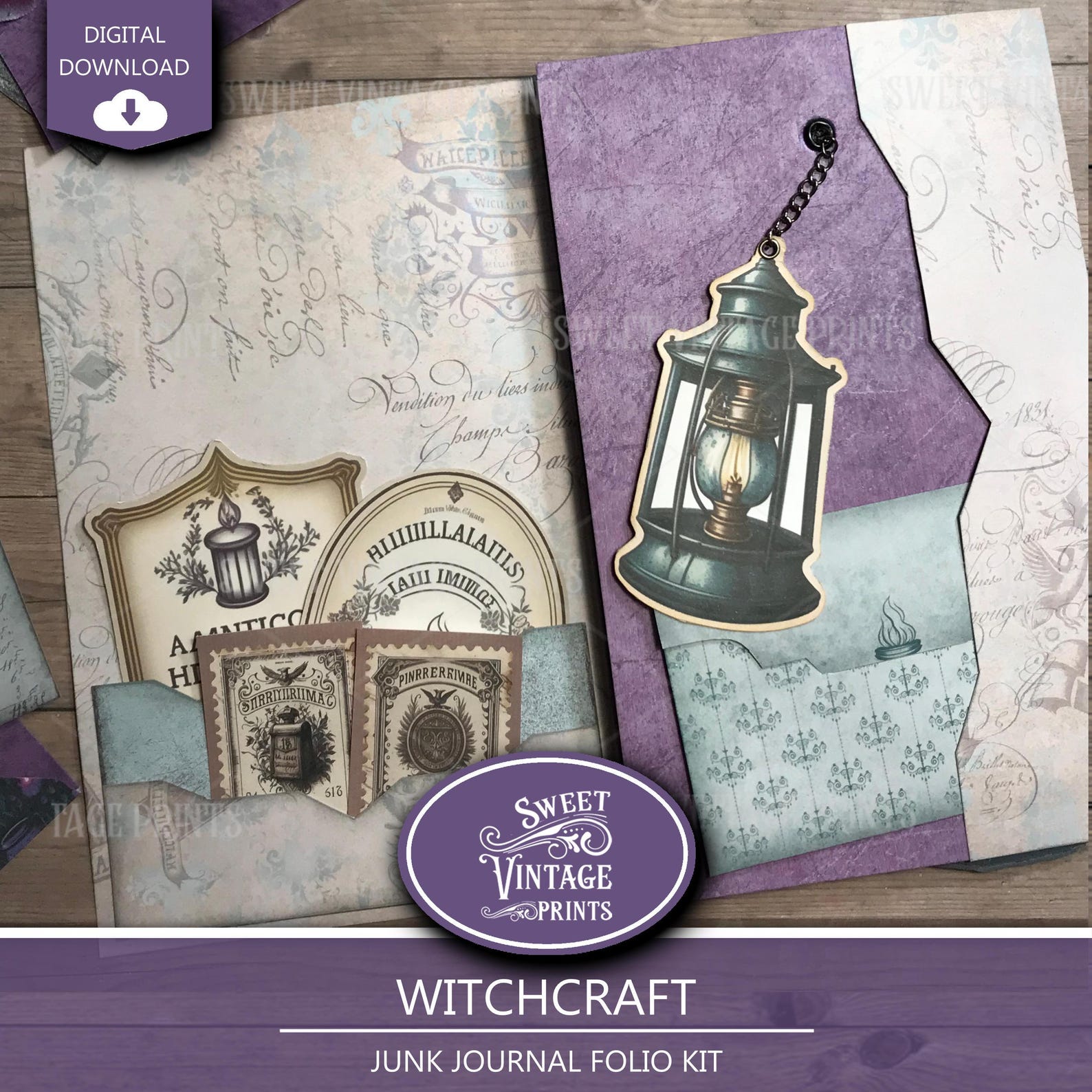 Witch Junk Journal Folio Kit | Halloween Printable Folio | Witchcraft ...