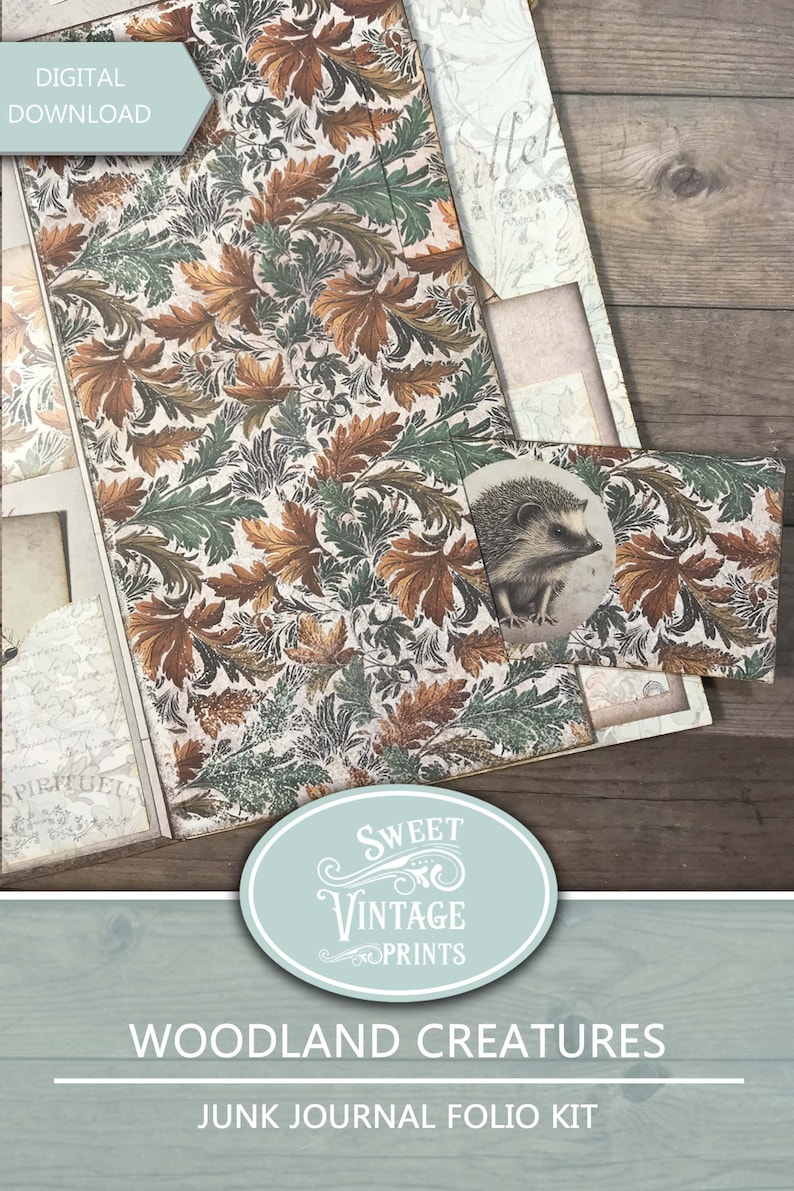 Junk Journal Folio Kit Woodland Creatures, Forest Animals Printable ...