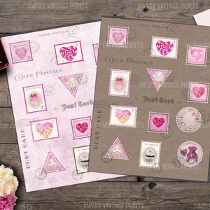 Faux Stempel Valentine, Vintage Valentinstag Postkarte, Valentine Junk Journal, Ephemera, Valentine Herz Stempel, digital, download, sofort