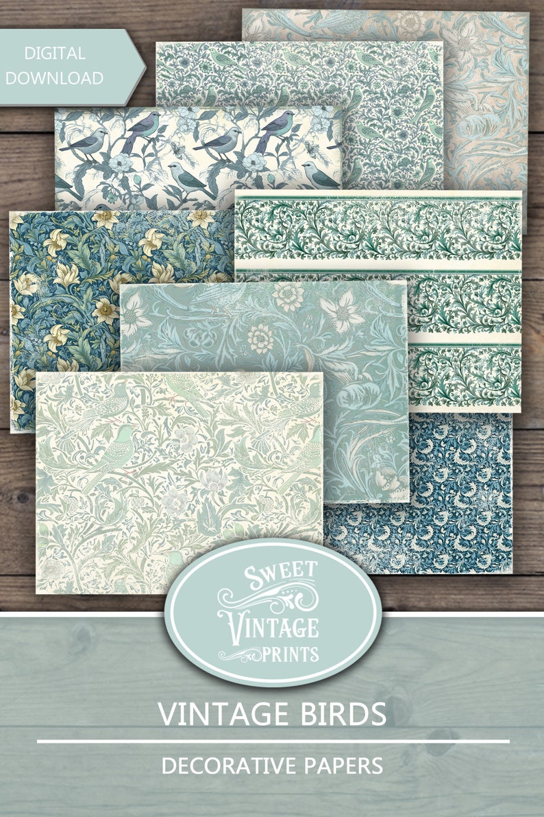 Junk Journal Kit Vintage Birds, Digital Download Bird Junk Journal ...