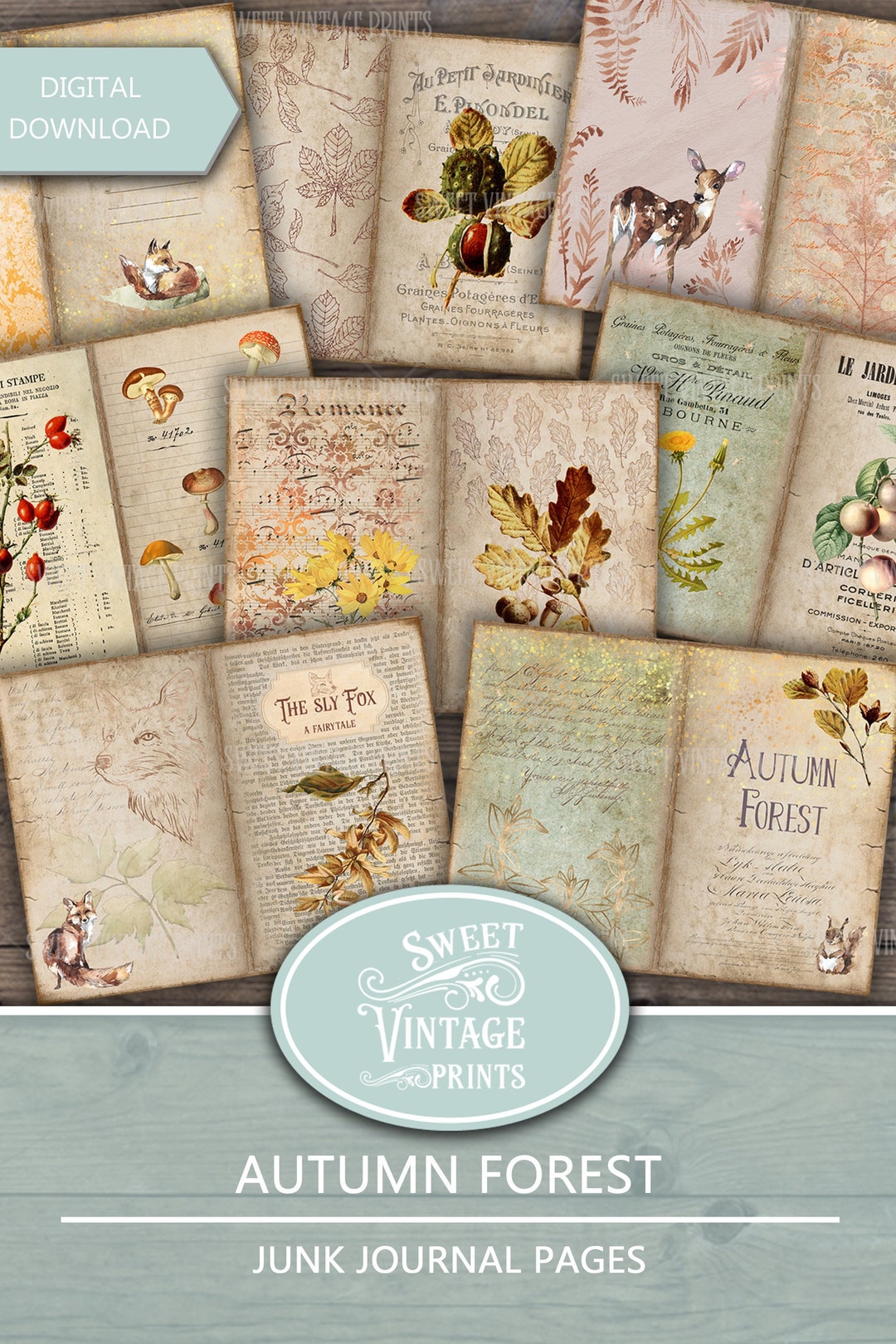 Autumn Junk Journal Pages, Fall Junk Journal Printables, Autumn Forest ...