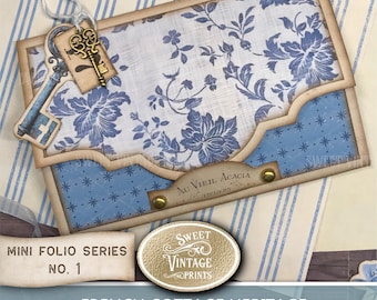 French Cottage Junk Journal Folio Kit | Mini Folio Series No. 1 | Vintage Printable Folder | Digital Download | Sweetvintageprints fch