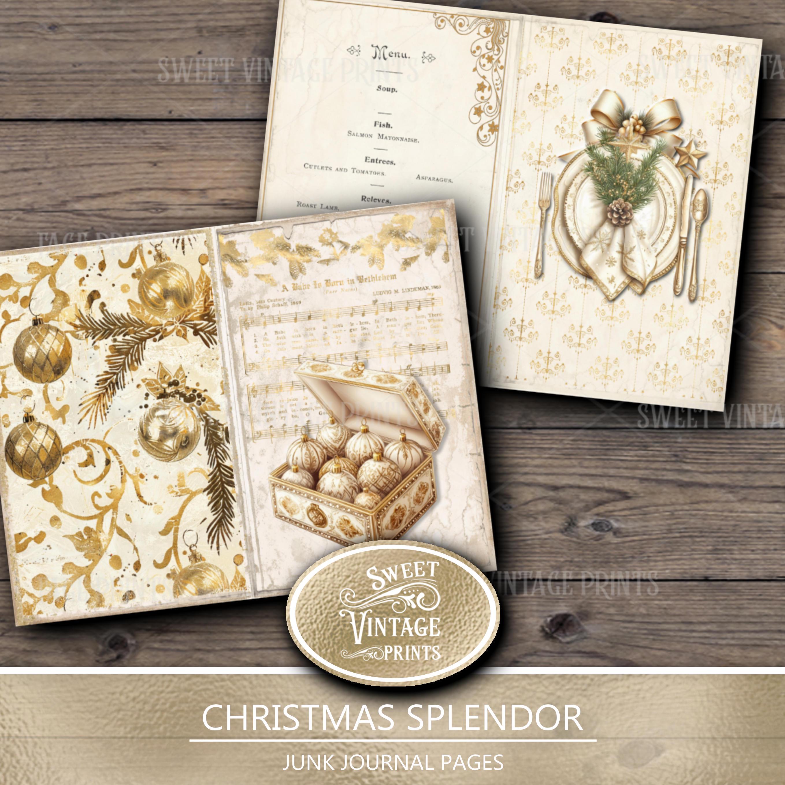 クリスマスの華やかなジャンクジャーナルページ | ビクトリア朝の