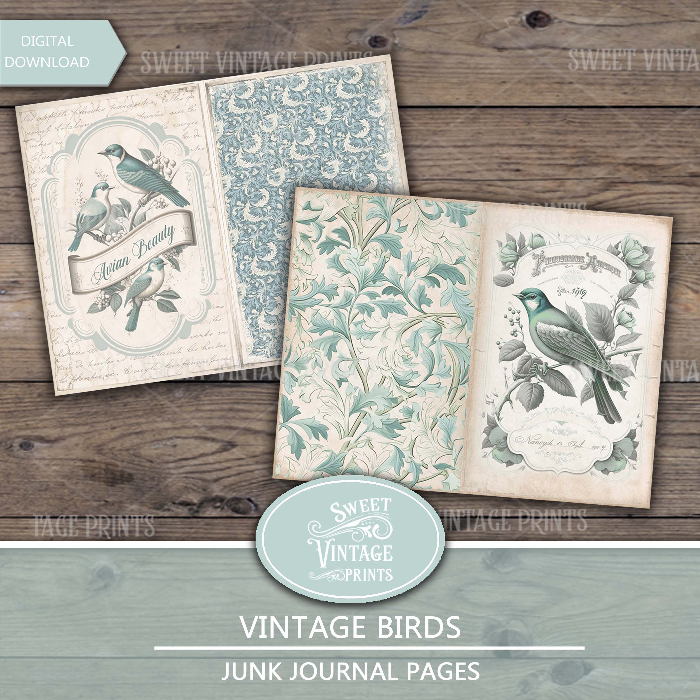 Junk Journal Kit Vintage Birds, Digital Download Bird Junk Journal ...
