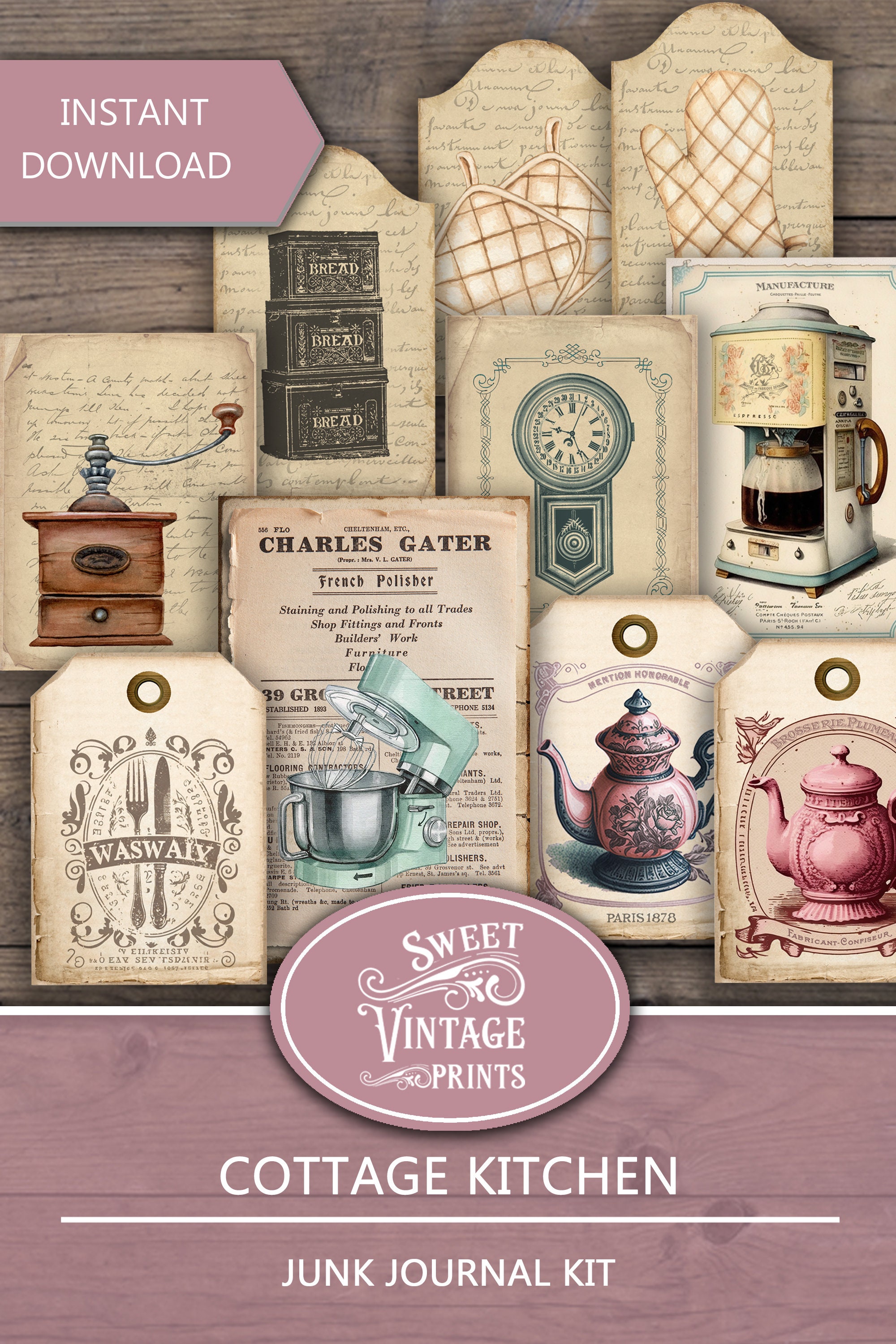 Cottage Kitchen Ephemera Pack Kitchen Junk Journal Vintage - Etsy
