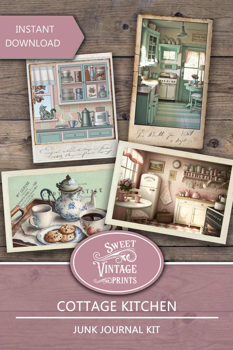 Cottage Kitchen Ephemera Pack Kitchen Junk Journal Vintage Etsy