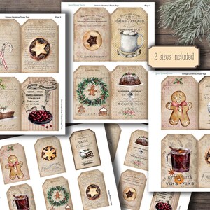 Tags kersttraktaties | Vintage snoepetiketten voor de feestdagen | Efemere digitale download kerstjunkjournaal | Sweetvintageprints afbeelding 5
