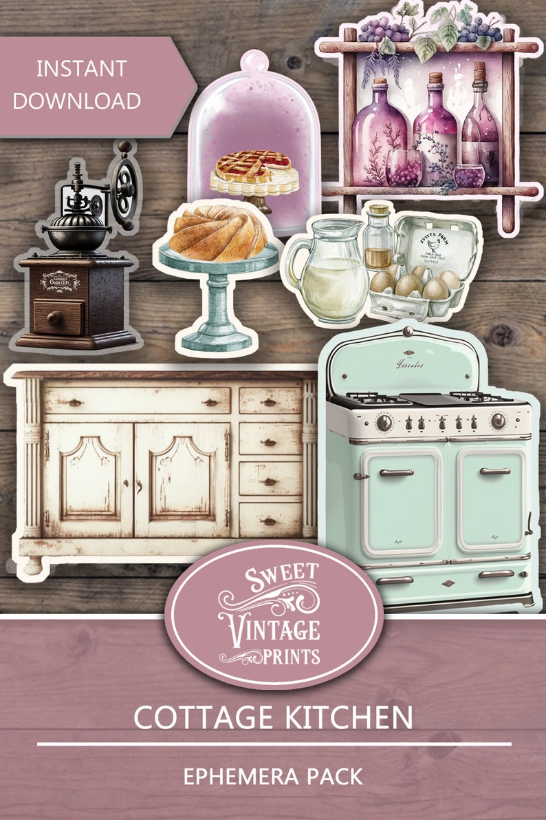 Cottage Kitchen Ephemera Pack Kitchen Junk Journal Vintage Etsy