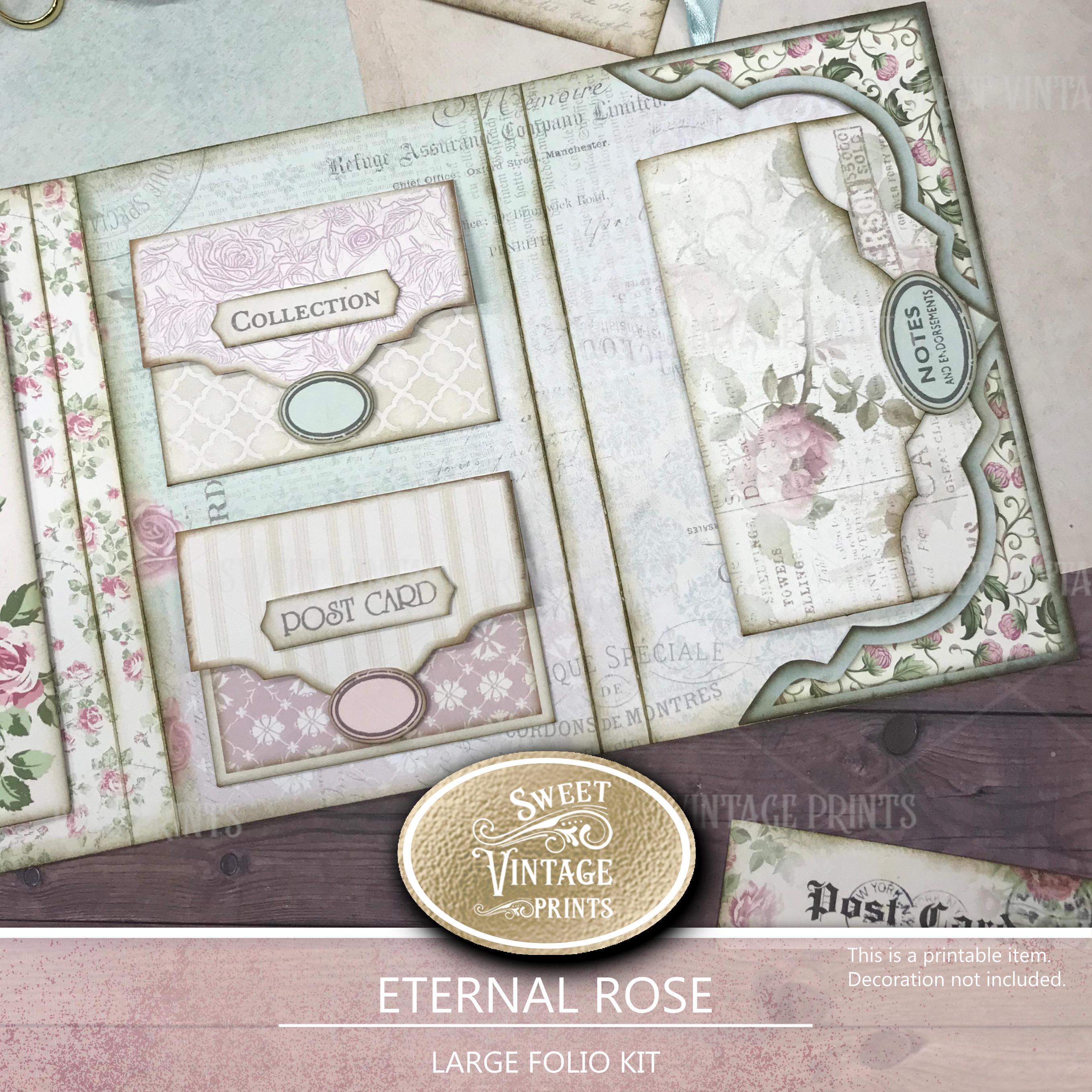 Shabby Rose Printable Folio Kit | Romantic Junk Journal Digital ...
