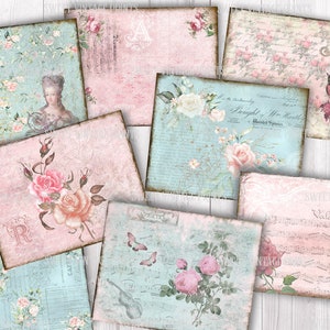Shabby Rose, Digital Paper Pack, Vintage, Roses, Junk Journal, Ephemera, Journal Pages, Journal Kit, Papers, Tags, Download, printable
