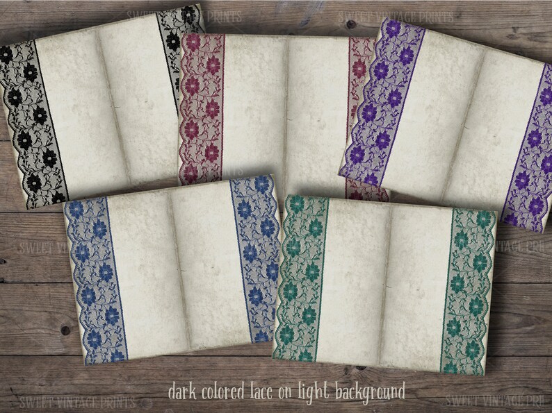Lace Border Journal Pages Digital Paper Set Vintage Lace Etsy