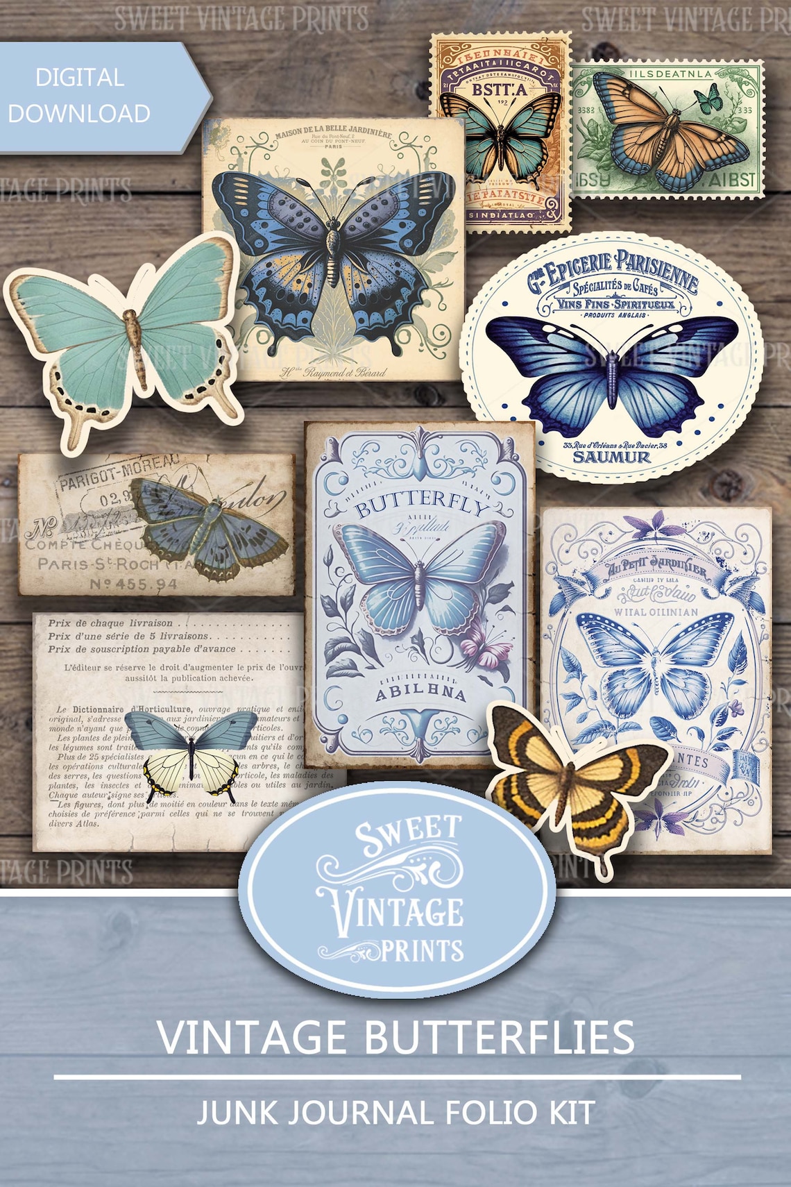 Butterfly Junk Journal Folio Kit | Vintage Printable Folder ...