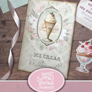 Cartella tascabile stampabile per gelato / Download digitale Gelato / Gelateria vintage / sweetvintageprints ics
