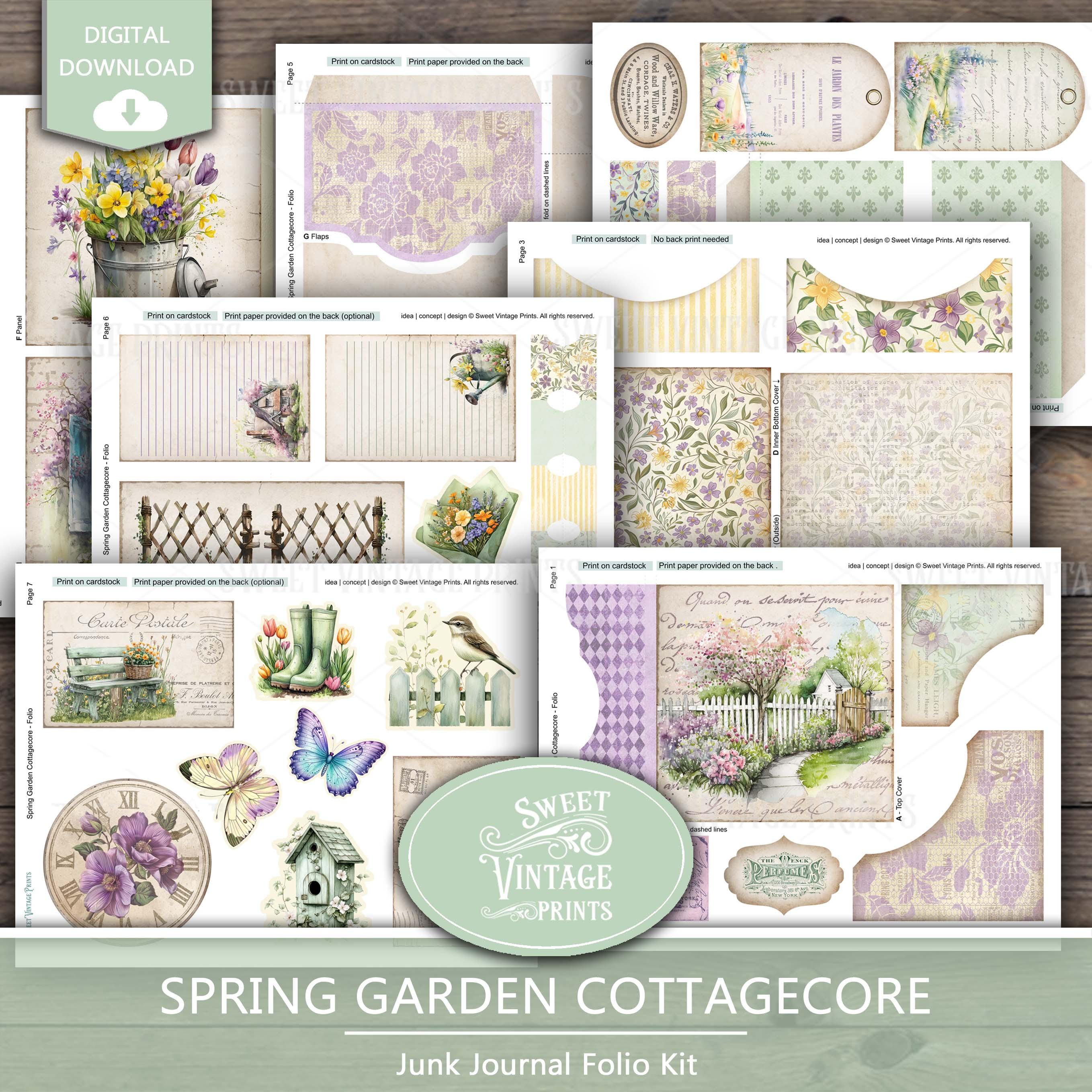Printable Spring Junk Journal Folio | Spring Garden Cottagecore ...