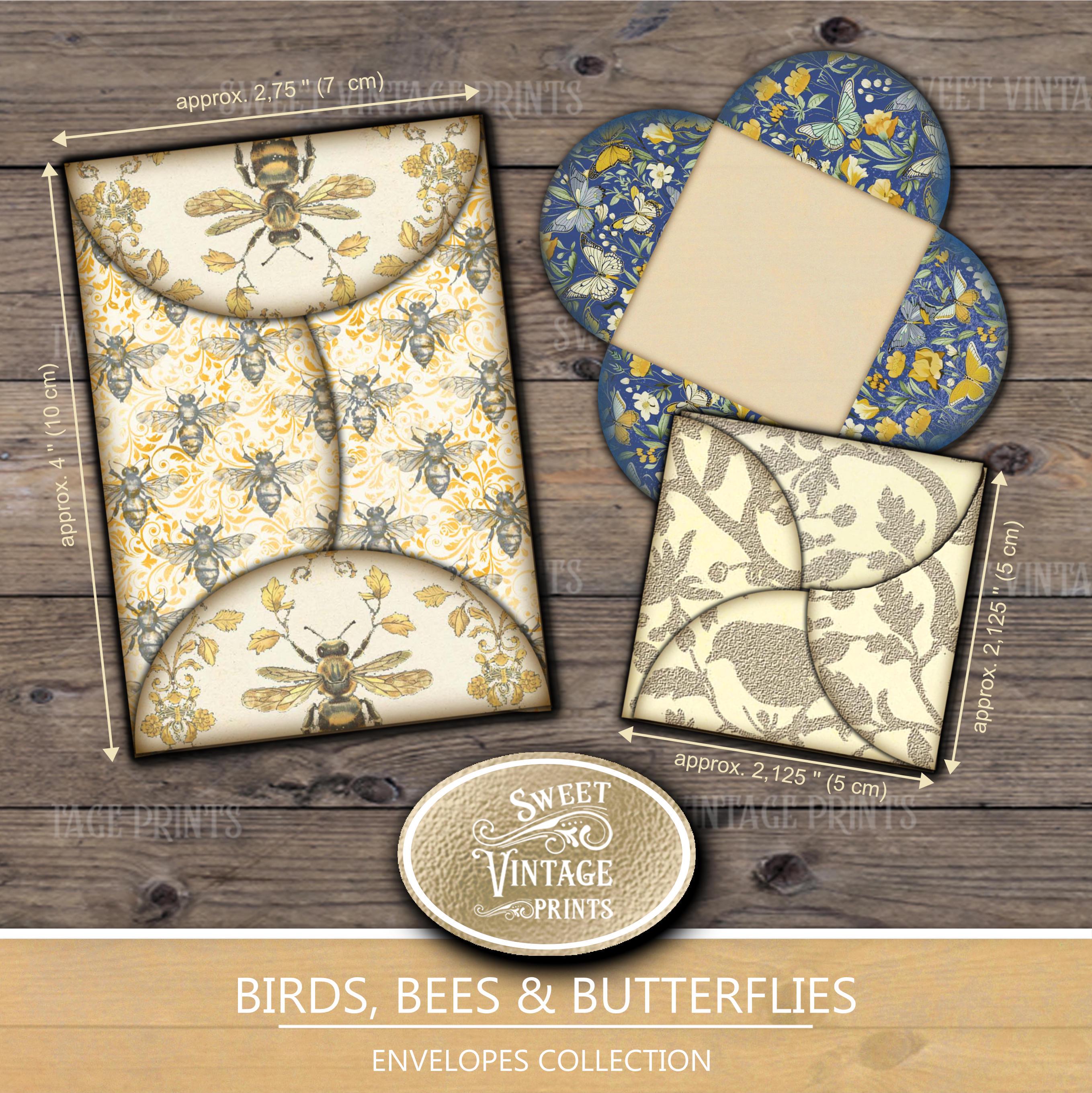 Printable Envelopes Birds, Bees & Butterflies | Junk Journal Ephemera ...
