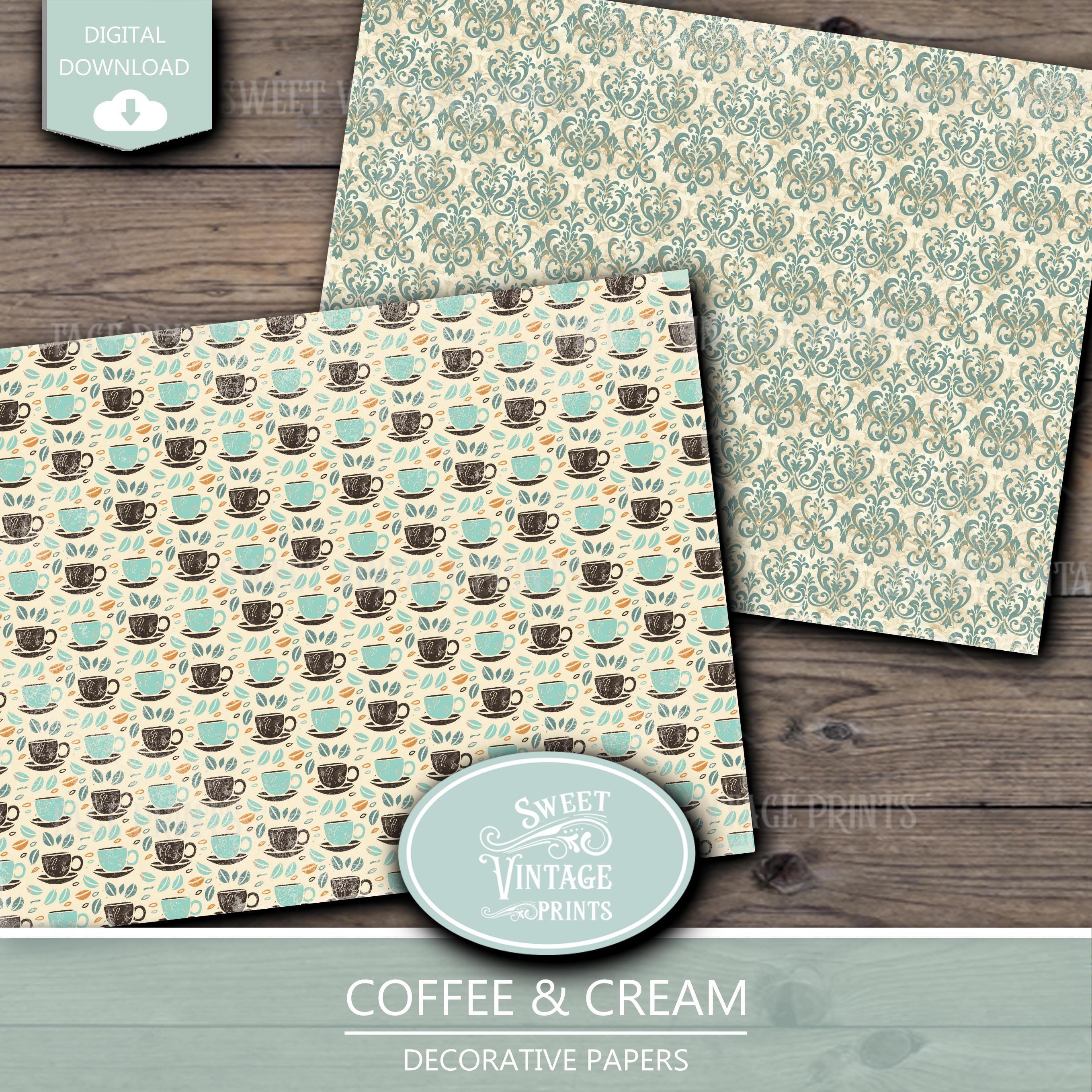 Coffee & Cream Junk Journal Papers | Neutral Digital Paper Pack | Cafe ...