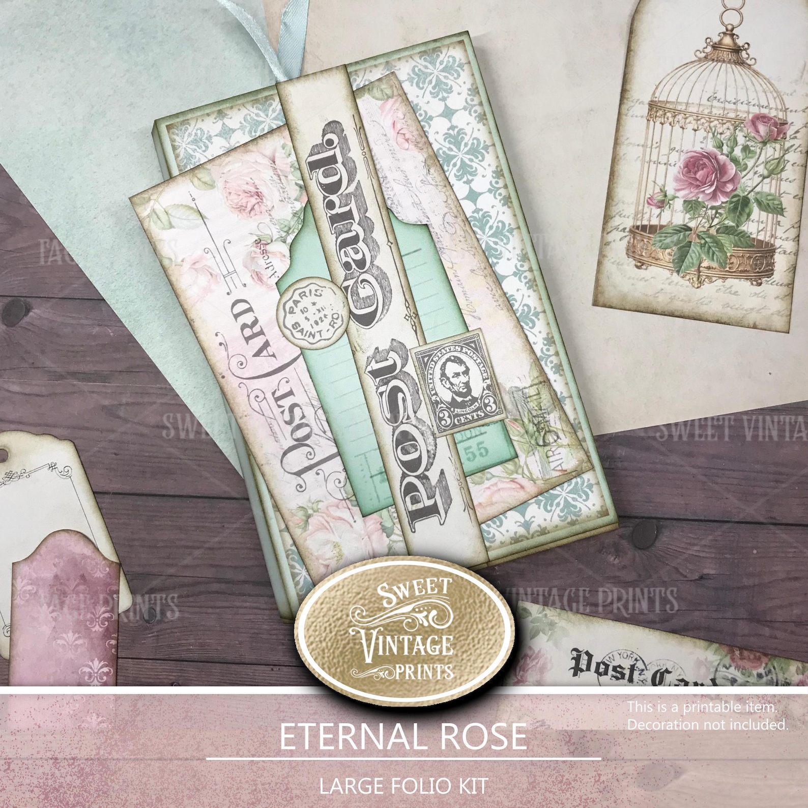Shabby Rose Printable Folio Kit | Romantic Junk Journal Digital ...