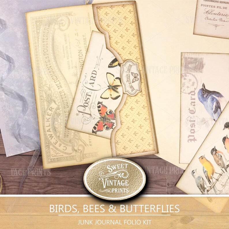 Birds, Bees & Butterflies Printable Folio Kit | Spring Junk Journal ...