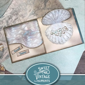 Ocean Junk Journal Mini Folio | Afdrukbare zee-ephemera |  Digitale download oceaanzoogdieren |  sweetvintageprints | ocd