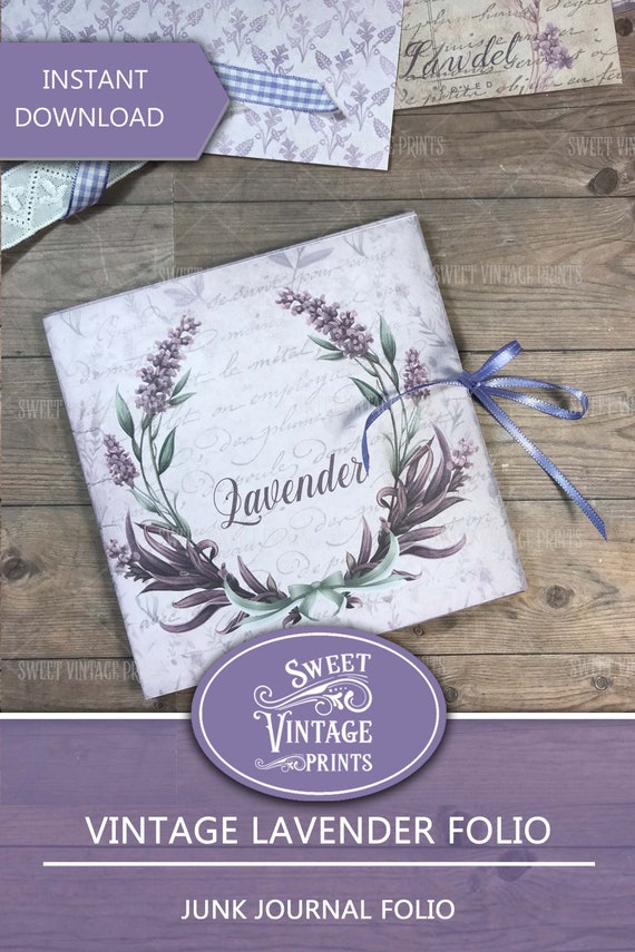 Junk Journal Folio Lavender | Vintage Lavender Printable Folio | Lavender Purple Ephemera | Flower Folio No. 5 | Sweetvintageprints