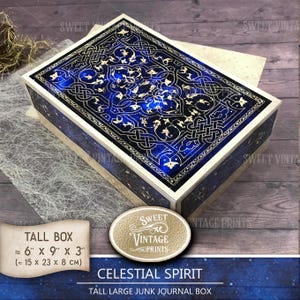 Celestial Spirit hög presentask utskrivbar | DIY presentask | Digital nedladdning av julask | Vintage pappkartong | sweetvintageprints lbx cls