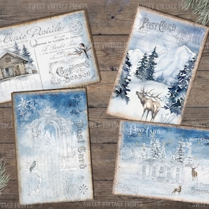 A Winter's Tale Postkarten, Weihnachtspostkarte, Winter Junk Journal, Weihnachtsephemera, Winterkarten, digital, download, druckbar, sofort verfügbar