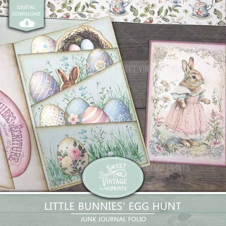 Printable Easter Junk Journal Folio | Little Bunnies' Egg Hunt Folio ...