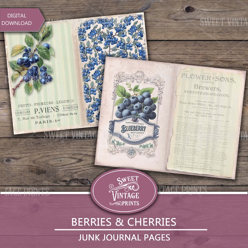 Berries Junk Journal Pages | Strawberry Printables | Vintage Cherry ...