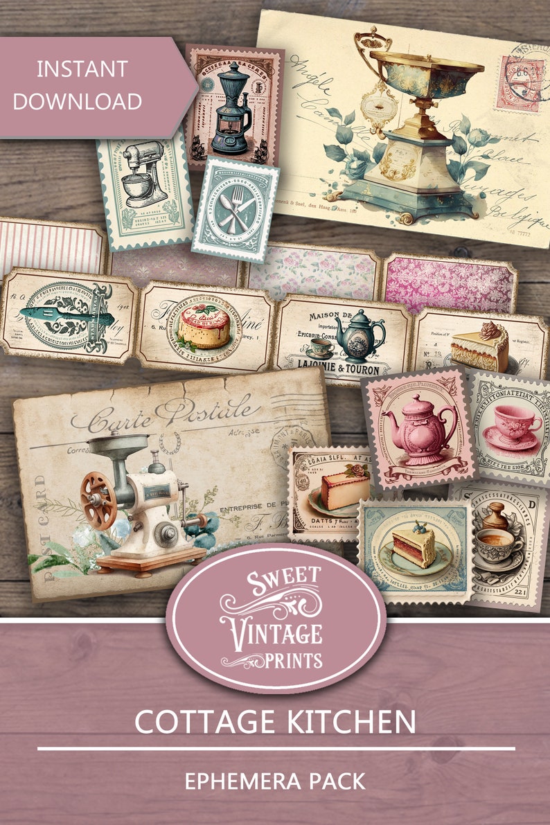 Cottage Kitchen Ephemera Pack Kitchen Junk Journal Vintage - Etsy