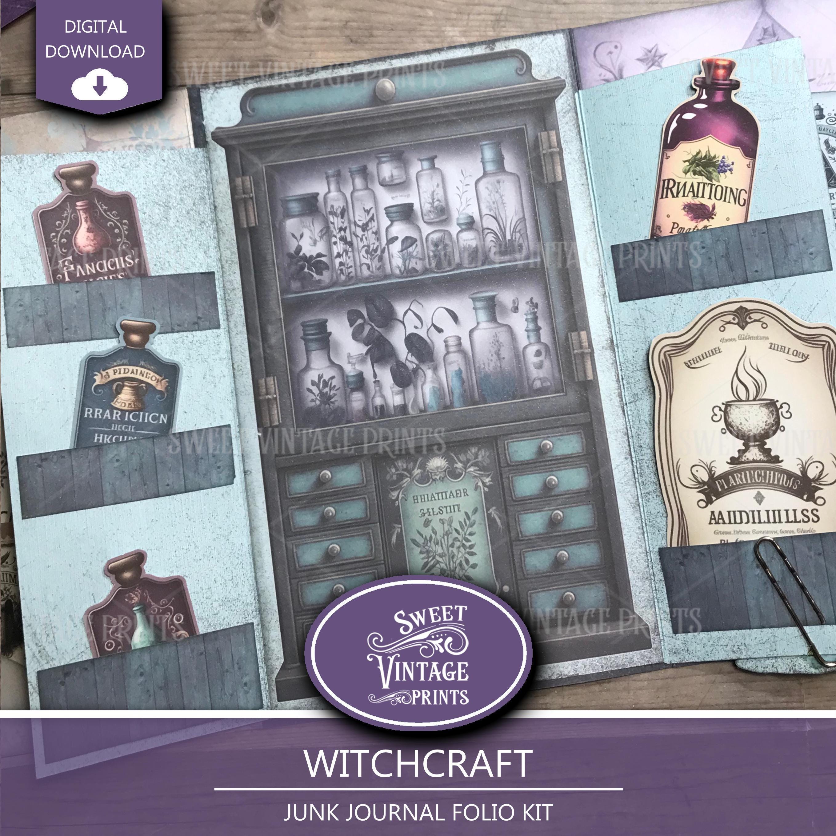 Witch Junk Journal Folio Kit | Halloween Printable Folio | Witchcraft ...