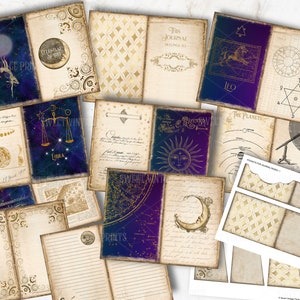 Celestial Spirit, ongewenste dagboekpagina's, maan, astronomie, astrologie, vintage, planeten, efemere verschijnselen, dagboekpapier, downloaden, afdrukbaar, clm