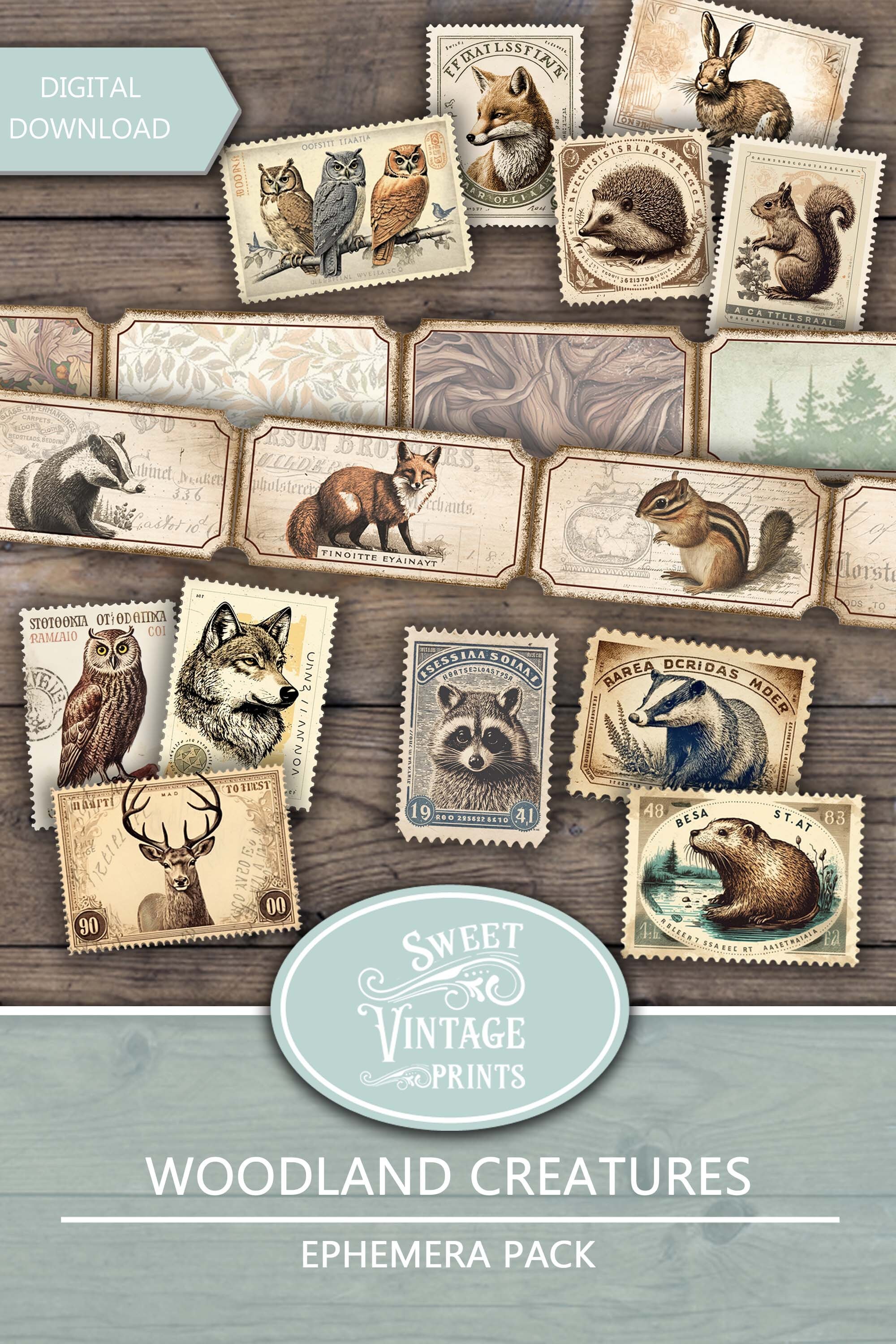 Junk Journal Kit Woodland Creatures, Junk Journal BUNDLE, Autumn Forest ...
