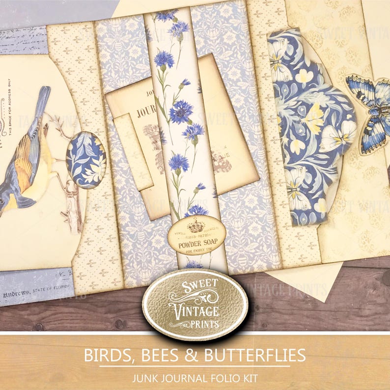 Birds, Bees & Butterflies Printable Folio Kit | Spring Junk Journal ...