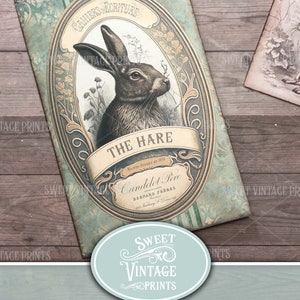 Junk Journal Folio Kit Hare Vintage Easter Printable Folder Rabbits Ephemera Digital Download Sweetvintageprints hre zdjęcie 1