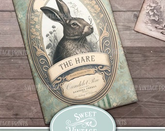 Junk Journal Folio Kit Hare | Vintage Easter Printable Folder | Rabbits Ephemera Digital Download | Sweetvintageprints hre