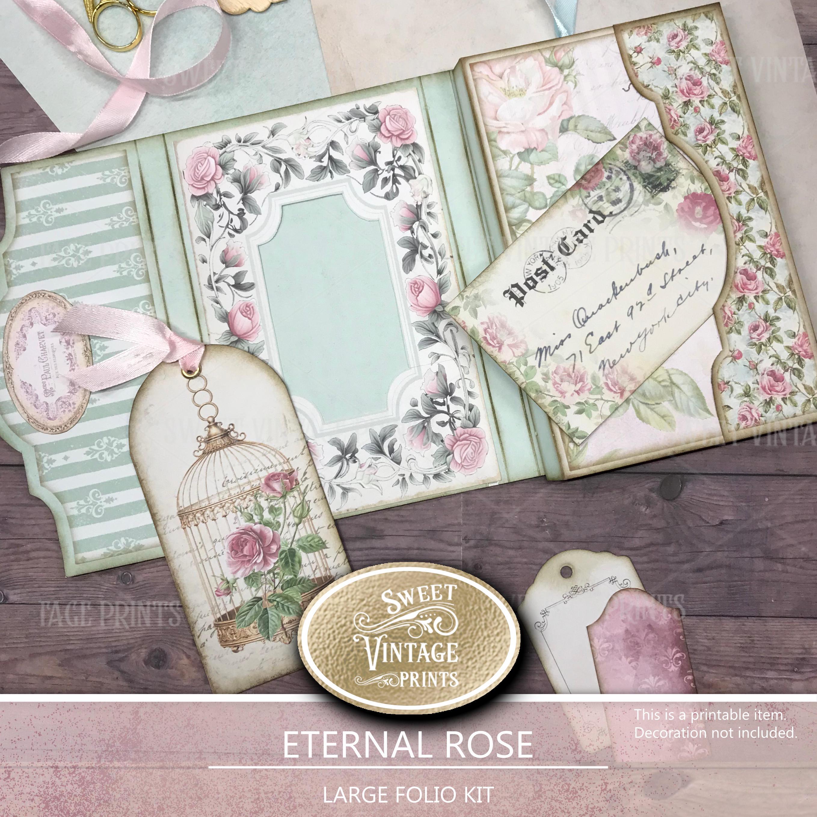 Shabby Rose Printable Folio Kit | Romantic Junk Journal Digital ...