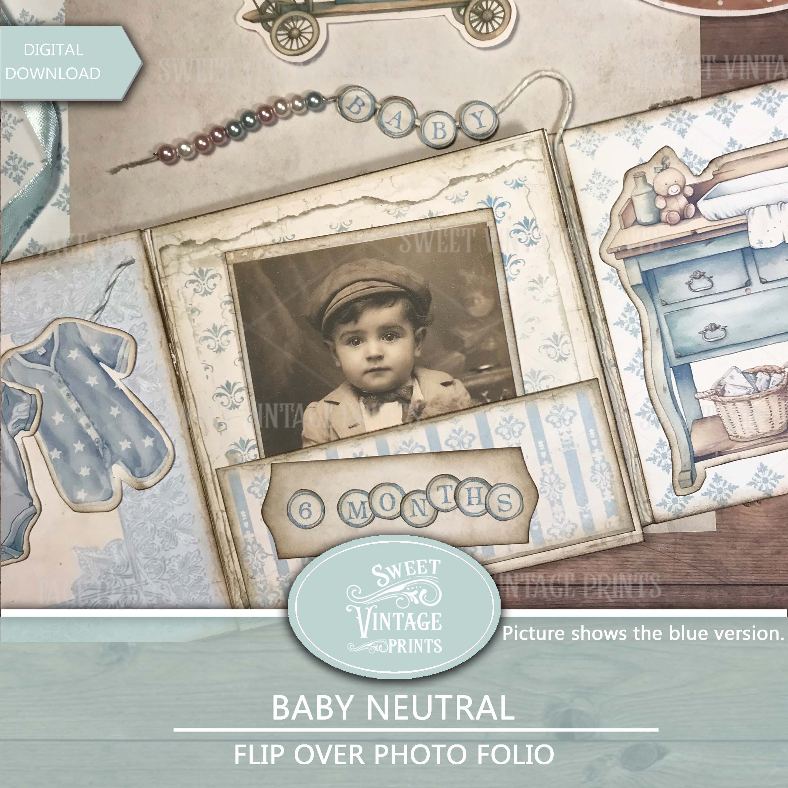 Baby Junk Journal Folio Kit | Vintage Baby Neutral Printables | Baby ...