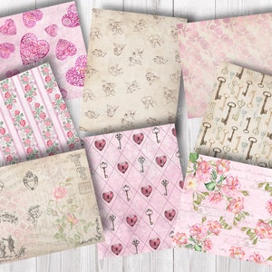 Valentinstag Papier, Digital Paper Pack, Vintage, Valentinstag Geschenk, Junk Journal Ephemera, Printable Journal Seiten Download, svl