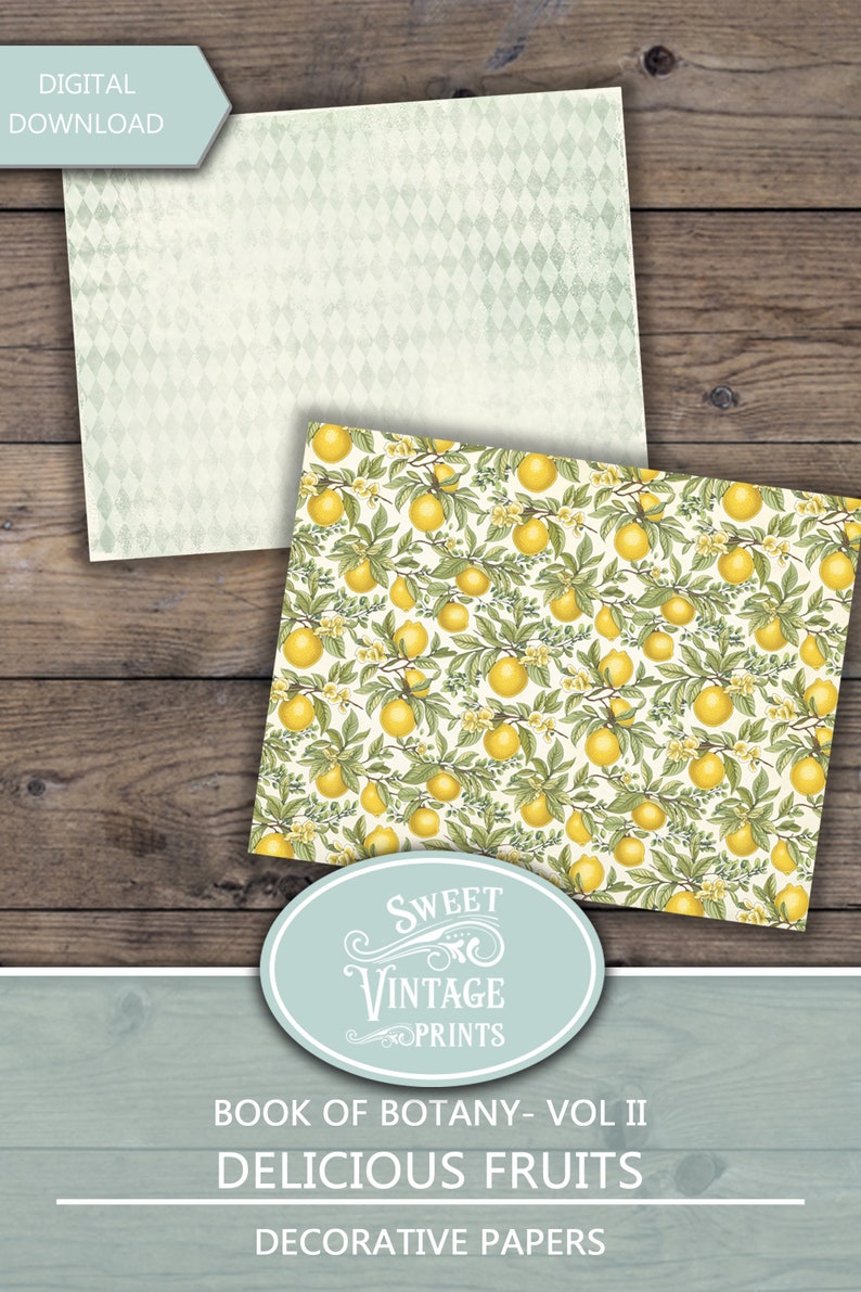 Fruits Printable Papers Fruits Junk Journal Apple Pear Peach - Etsy
