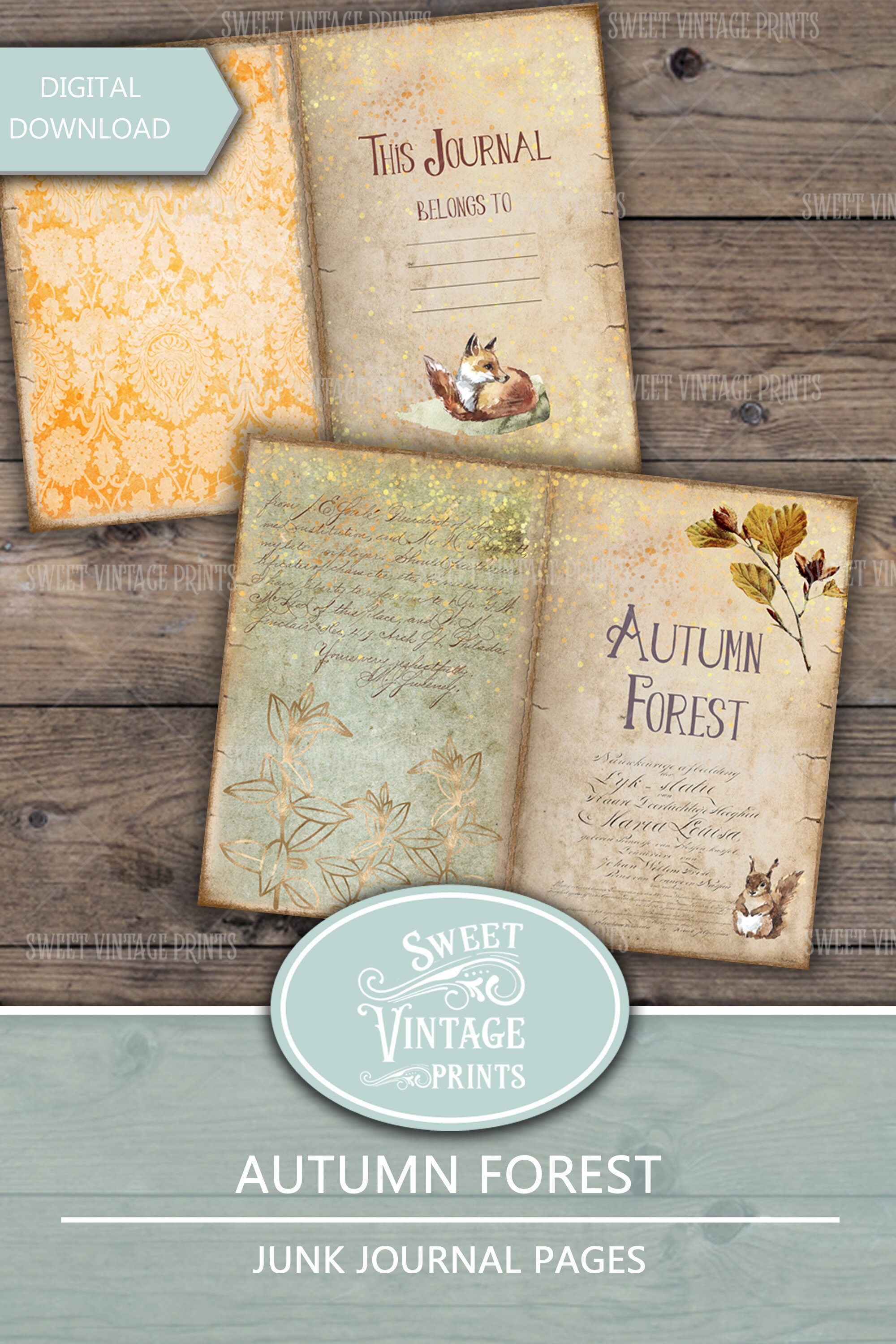 Autumn Junk Journal Pages, Fall Junk Journal Printables, Autumn Forest ...