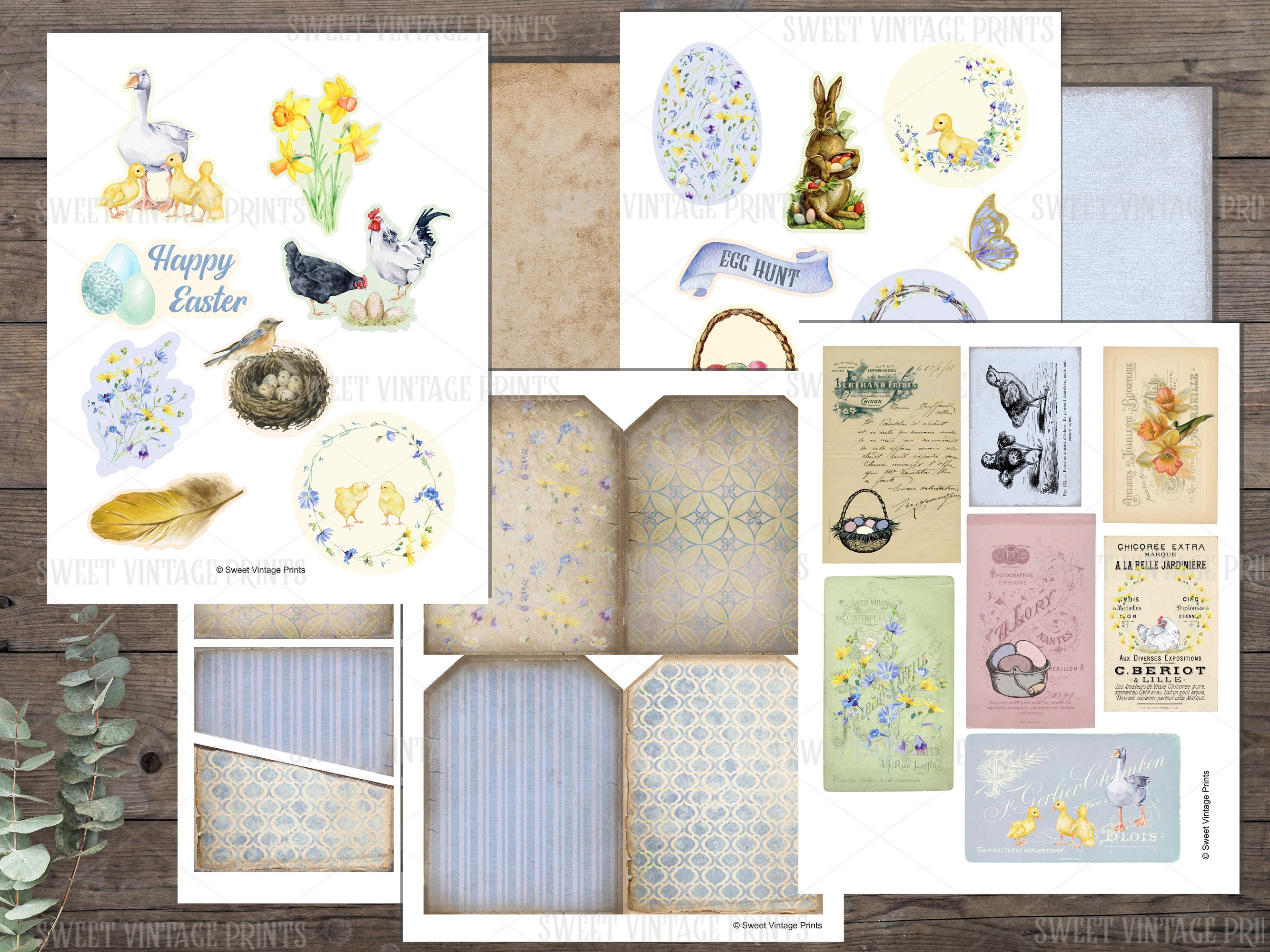 Easter Birds, Loaded Tags, Spring Labels, Easter Tags, Easter Fussy Cut ...