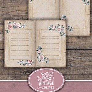 Winter Rose, Junk Journal Pages, Christmas Roses, Pink Christmas, Vintage, Winter Journal, Ephemera, Journal Papers, Download, printable image 7