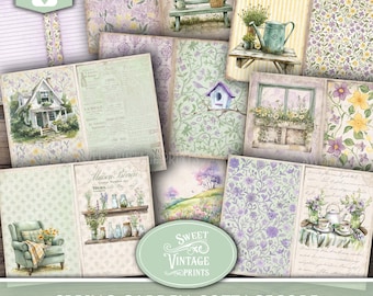 Spring Junk Journal Pages | Garden Digital Paper Pack | Spring Printables Digital Download | Sweetvintageprints | sgc