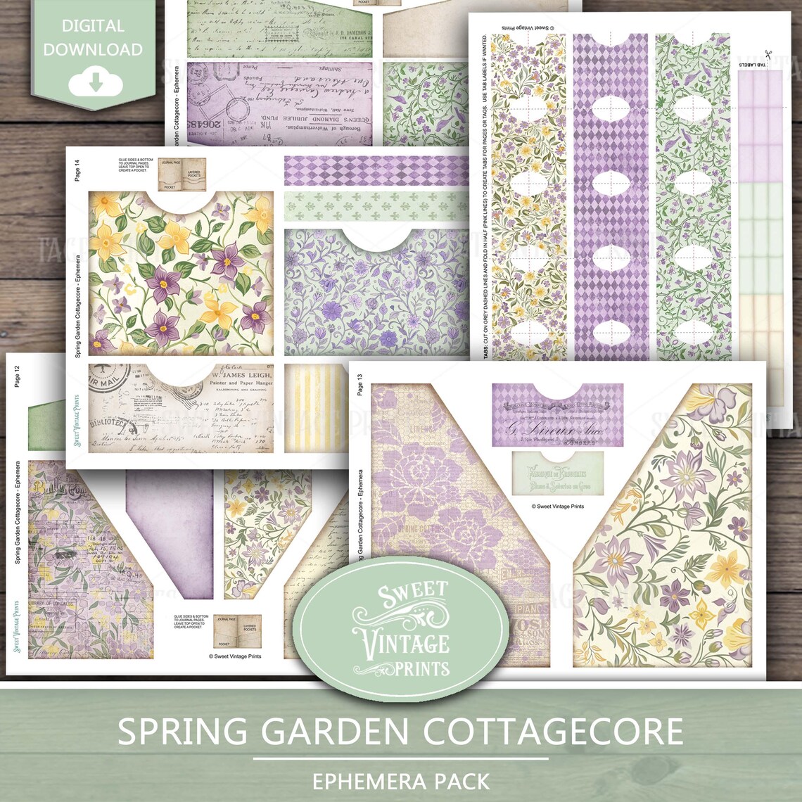 Spring Junk Journal Ephemera | Cottage Printable Tags Labels | Spring ...