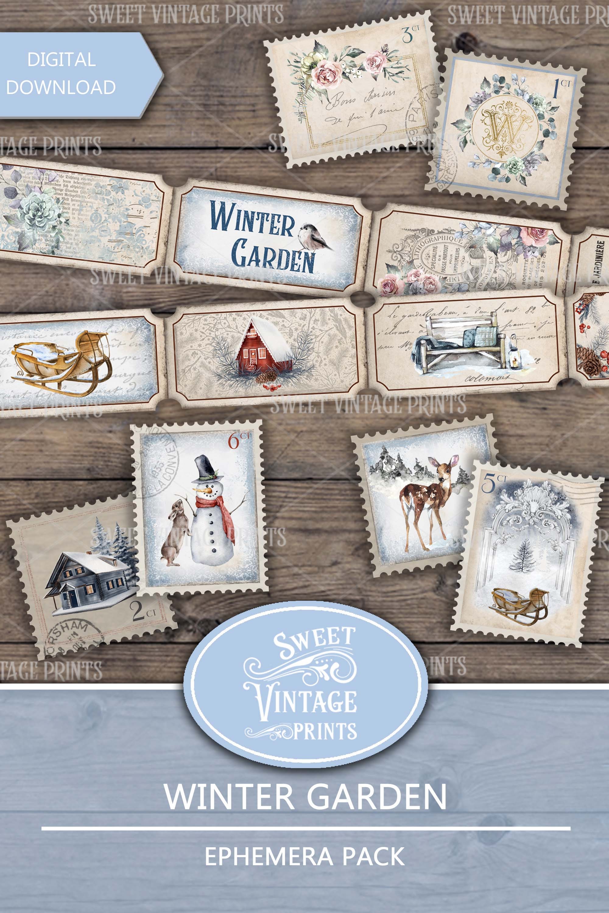 Winter Garden Junk Journal BUNDLE, Christmas Printable Journal, Winter ...