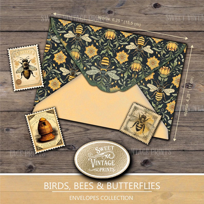 Printable Envelopes Birds, Bees & Butterflies | Junk Journal Ephemera ...